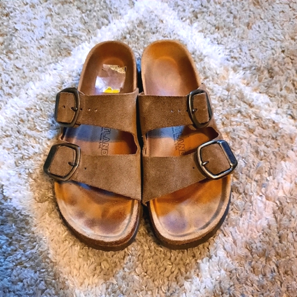 Eastland Suede double strap slide sandals